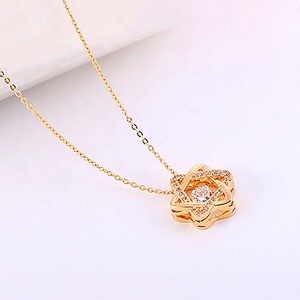14K PVD oro placcato in acciaio inossidabile gioielli alla moda danza diamante zircone stella di David collana pendente per donna - Product Image 5