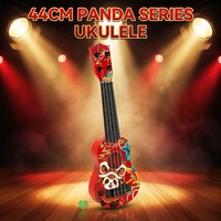 Exquisite Lacquer Art Panda Pattern Acoustic Guitar Oriental Charm Series 4 String Round Hole Chinese Style Ukulele for Gifts