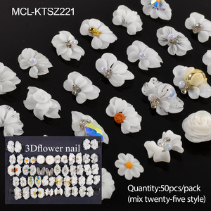 <span class=keywords><strong>Flores</strong></span> 3D Blancas para Uñas con Perlas, Cristales, Diamantes de Imitación, <span class=keywords><strong>Mariposas</strong></span>, Lazos, Rosas, Margaritas, Adornos para Uñas, Accesorios de Belleza para <span class=keywords><strong>Manicura</strong></span> DIY - Product Image 6