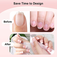 Faux ongles roses préfabriqués à presser, courts, carrés, base nude, pointe blanche, qualité salon, pour manucure, prêts à poser