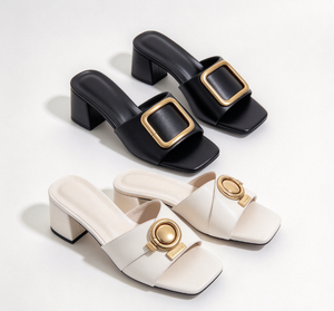 Mules compensées d'été R+ pour femme à talon haut, à enfiler, avec nœud et bout carré, 4 cm - Product Image 1
