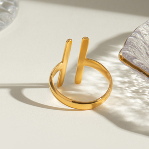 N & S 조정 가능한 오픈 링 18K 금도금 스테인레스 스틸 모던 스타일 약혼 선물 기념일 골드 라인 - Product Image 5