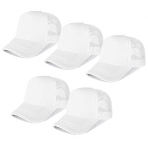 Casquette de camionneur en maille sans logo, en gros, à visière incurvée, logo personnalisé, OEM, mousse, 5 panneaux, en vrac, vierge - Product Image 3