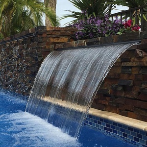 Cascade murale en bambou de marbre, cascade d'eau personnalisée en acier inoxydable pour piscine extérieure - Product Image 1
