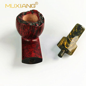 Muxiang Handmade Solid Wood Tobacco Pipe Straight Type Briarwood Sandalwood With Vulcanized Mouthpiece For Men - Product Image 1