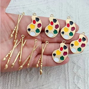 DIYユニークジュエリー卸売亜鉛合金金メッキエナメルマジックペンペンダントパレット - Product Image 1