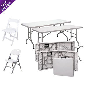 Juegos de Mesas y Sillas Plegables de Resina Plástica Blanca para Exteriores, Tamaño y Color Personalizables, para Eventos - Product Image 1