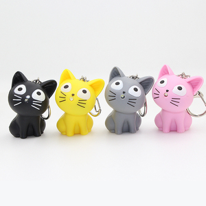 Porte-clés éclairage led, joli porte-clés en forme <span class=keywords><strong>de</strong></span> chat, fromage doux, design miaou, avec son - Product Image 1