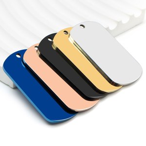 Grabado personalizado de acero inoxidable de metal en blanco etiquetas de identificación de perro sublimación nombre collar etiquetas de perro con cadena - Product Image 3