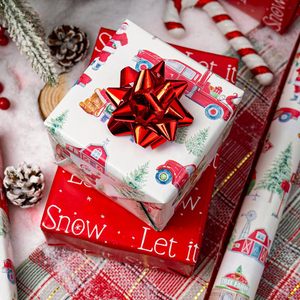 Burymento Christmas <b>Wrapping</b> <b>Paper</b> 17 In X 32.8 Ft Reversible Santa Car Design Gift Wrap For Holiday Crafting - Product Image 2