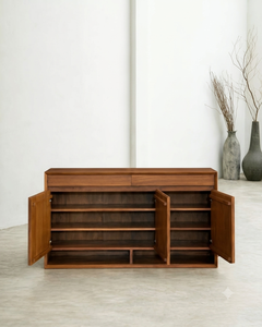 Modern Ribbed Wood Console Cabinet <b>Sideboard</b> Entryway <b>Storage</b> Buffet with Drawers Fluted Door Panelling - Product Image 2