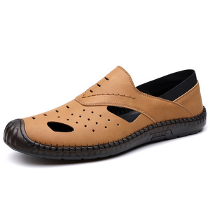Zuecos de Cuero Genuino para Hombre, Sandalias Casuales Transpirables con Punta Abierta y Suela de Goma para Verano - Product Image 5