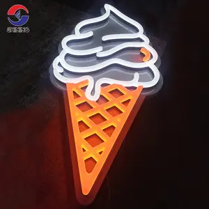 BRILLANTE Ice Cream Forma Acrilico Al Neon Segno Personalizzato Led Neon Segno Acrilico Solido Impermeabile Led Segnaletica Esterna