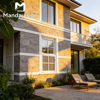 Fenêtres coulissantes verticales sur mesure avec cadre en bois grainé, en alliage d'aluminium insonorisé pour cabanes rurales et abris de garage