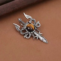 Nouveautés Pendentifs en cristal d'améthyste naturelle et de quartz rose, perle, double épée de dragon, collier, mode rétro, accessoires unisexes