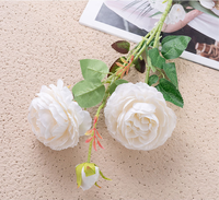 Rose à 3 têtes, pivoine occidentale, fleur artificielle, décoration de mariage, style INS, mur végétal, fleur murale, bouquet de fleurs artificielles