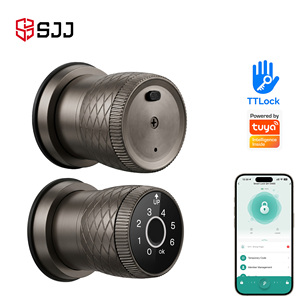 Kunci Pintu Pintar Sidik Jari Aluminium SJJ Kontrol Aplikasi Cloud TTLock Tuya Kartu IC RFID Keypad Tanpa Kunci Pintu Kayu Kamar Tidur - Product Image 1
