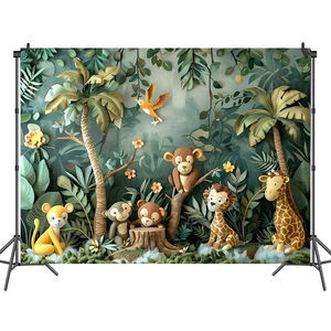 Photographie fond Safari Jungle forêt <span class=keywords><strong>animaux</strong></span> bois enfant fête d'anniversaire Portrait décor toile <span class=keywords><strong>de</strong></span> fond <span class=keywords><strong>Photo</strong></span> Studio - Product Image 1