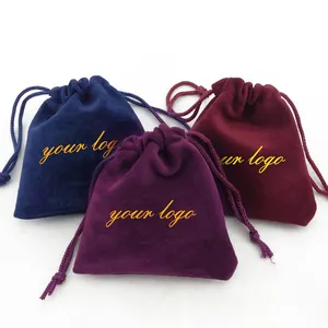 china suppliers custom logo drawstring velvet jewelry pouch