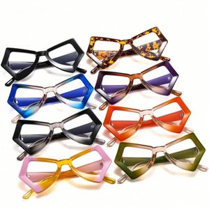 Gafas de Sol de Moda 2022, Monturas de Gafas Verdes con Degradado Poligonal Vintage, Gafas de Sol Coloridas con Forma de Mariposa para Mujer - Product Image 4