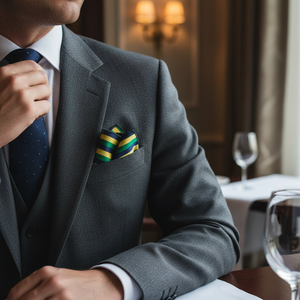 Yellow Patterned <b>Weaving</b> Male One Size Pocket Square - Product Image 3