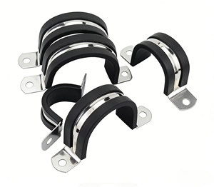 ステンレス製Uボルトパイプクランプ、ゴムライナーサドルクランプ付き、パイプライン固定、振動緩和、安全なパイプ設置用 - Product Image 1