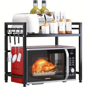Expandable Microwave Oven Rack Toaster Stand Storage <b>Holder</b> Counter Shelf Baker Organizer Rack Desktop Printer Stand - Product Image 1
