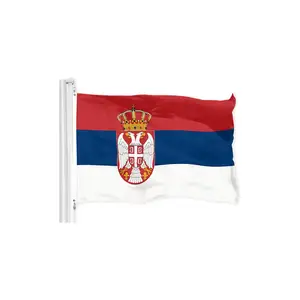 MAOSEN bendera kustom cetak tampilan luar ruangan bendera Serbia nasional 3x5ft