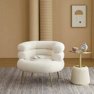 Modern Luxury Living Room Leisure <b>Chair</b> with Lamb Hair Fabric Simple <b>Single</b> <b>Sofa</b> Design Stainless Steel Legs for Hotels - Product Image 3