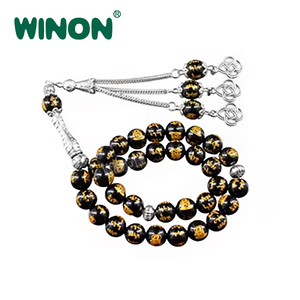Tasbih in Agata Nera Naturale Personalizzato OEM 33 Perle del Rosario Islamico per Preghiera Dhikr Misbaha con <span class=keywords><strong>Nomi</strong></span> di Allah e Muhammad Incisi - Product Image 1