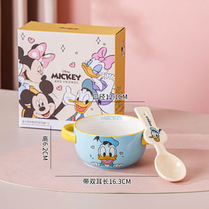 Tazón <span class=keywords><strong>de</strong></span> Sopa <span class=keywords><strong>de</strong></span> Fideos <span class=keywords><strong>de</strong></span> Cerámica Ecológica Pulida con Diseño <span class=keywords><strong>de</strong></span> <span class=keywords><strong>Mickey</strong></span> <span class=keywords><strong>Mouse</strong></span>, Gran Capacidad, Doble Asa y Cuchara - Product Image 6
