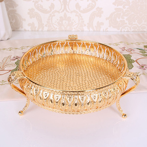 Metall tablett Luxus <span class=keywords><strong>Gold</strong></span> Hohl platte Nüsse/Obst/Kuchenst änder Hochzeit Mittelstücke Home Tisch dekoration - Product Image 1