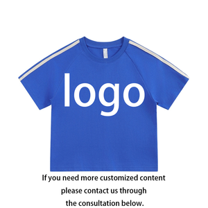 Kids Ribbon Short Sleeve Plain Blank Boxy Custom Cropped Sports High Quality Wholesale <strong>Boys</strong> <strong>T</strong> <strong>Shirts</strong> - Product Image 2