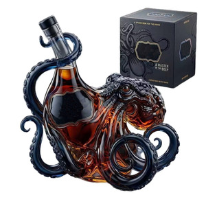 Nueva Botella de Vino y Whisky de Vidrio Transparente con Forma de Pulpo, Diseño Novedoso Soplado a Mano, Apta para Lavavajillas - Product Image 1