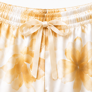 Wholesale Womens Floral Print Satin <b>Pajama</b> Set <b>Short</b> Sleeve Sleepwear Elastic Waist <b>Shorts</b> Soft Two Piece Autumn/Spring Summer - Product Image 5