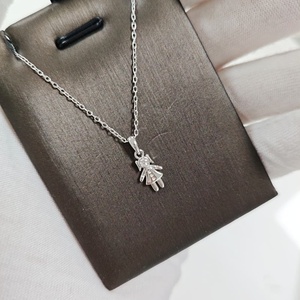 Precioso Collar de Plata de Ley 925 con Colgante de Muñecas de Pareja, Diamante Cultivado en Laboratorio, Niño y Niña, Bonito Regalo de Joyería para Mejores Amigos - Product Image 6