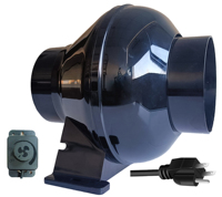 Ventilador de conducto eléctrico de CA de 4 pulgadas con regulación de velocidad por perilla externa OEM, bajo nivel de ruido y ahorro de energía para carpas de cultivo, hidroponía e invernaderos.