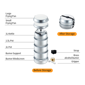 Ensemble <span class=keywords><strong>de</strong></span> 8 ustensiles <span class=keywords><strong>de</strong></span> cuisine <span class=keywords><strong>de</strong></span> <span class=keywords><strong>camping</strong></span> en aluminium 1-2L, légers, à chauffage rapide, antiadhésifs, pour le <span class=keywords><strong>camping</strong></span> en voiture - Product Image 3