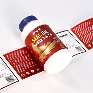Custom Printed Nutraceutical Bottle Label <b>Stickers</b> with Hot Foil & Spot UV for Health Supplement Branding metallic labels - Product Image 2