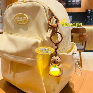 Wholesale Cute Capybara <b>Doll</b> Keychain Cartoon Style Animal Pattern Rubber Car Pendant Safe Bag <b>Accessories</b> for Camping Lighting - Product Image 5