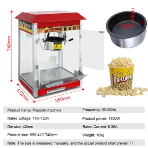Commerciële Popcorn Machine Volautomatische Machine 80z Elektrische Verwarming Apparatuur Snack Popcorn Machine Te Koop
