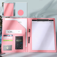 Custom Logo Top Quality Leather Business Portfolio File Folder A4 Document Folder Notepad with Calculator