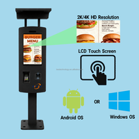 Kiosque de commande extérieur noir IP65 avec écran tactile, terminal de paiement et lecteur de codes-barres SDK pour restaurants drive-thru et laveries auto