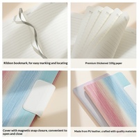A5 Notizbuch mit Regenbogen-Farbverlauf, PU-Ledereinband, 100 Blatt, 200 Seiten, liniertes Papier, Magnetverschluss für Büro und Schule