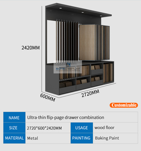 Vitrina <span class=keywords><strong>de</strong></span> exhibición ultrafina <span class=keywords><strong>de</strong></span> alta resistencia con tapas abatibles para suelos flotantes <span class=keywords><strong>de</strong></span> madera, con paneles superiores abatibles y cajones <span class=keywords><strong>de</strong></span> almacenamiento inferiores - Product Image 3