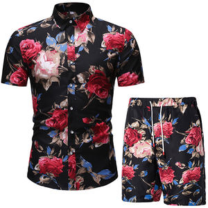 Ensemble de vêtements de plage pour hommes, <span class=keywords><strong>chemise</strong></span> à manches courtes et short imprimés, été <span class=keywords><strong>2022</strong></span>, 2 pièces - Product Image 5