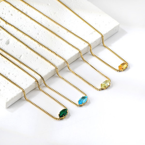 Collar de Cristal con Piedra de Corte Marquesa, Cadena de Oro, Colgante para Uso Diario, Joyería para Mujer - Product Image 3