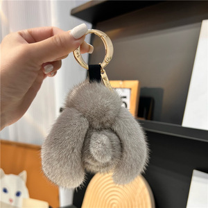 Mignon moelleux lapin fourrure <span class=keywords><strong>Pompon</strong></span> lapin porte-clés sac pendentif pour Couple voiture coloré porte-clés bijoux cadeaux - Product Image 3