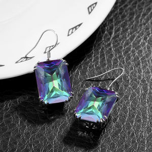 Женские серьги с камнями, гипоаллергенные серьги из серебра 925 пробы в викторианском стиле с мистическим радужным топазом - Product Image 2