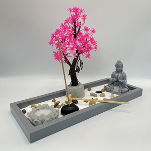 Sable Style Japonais Avec Pavillon Sakura Arbre pour Bureau Mdf Méditation Mini Bureau <span class=keywords><strong>Zen</strong></span> <span class=keywords><strong>Jardin</strong></span> Kit Ensemble Ornement Décoration - Product Image 1